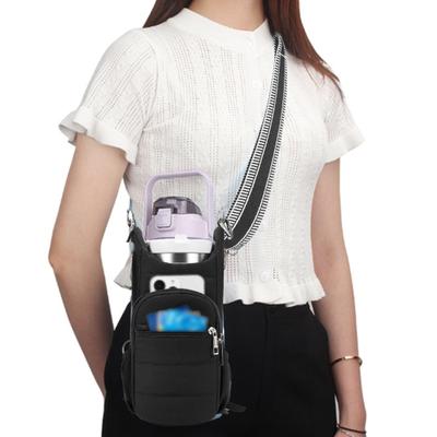 Prošívaná crossbody taška na láhev s vodou s kapsami Dámská taška na konvici Měkká polstrovaná taška přes rameno pro venkovní kempování, sport, cestování