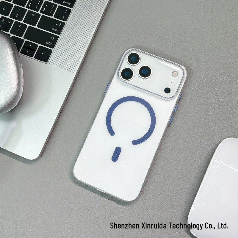 

iPhone 17 Pro Max Frosted Polka Dot Semi-Transparent Magnetic Drop-Proof Case 16 Pro синий