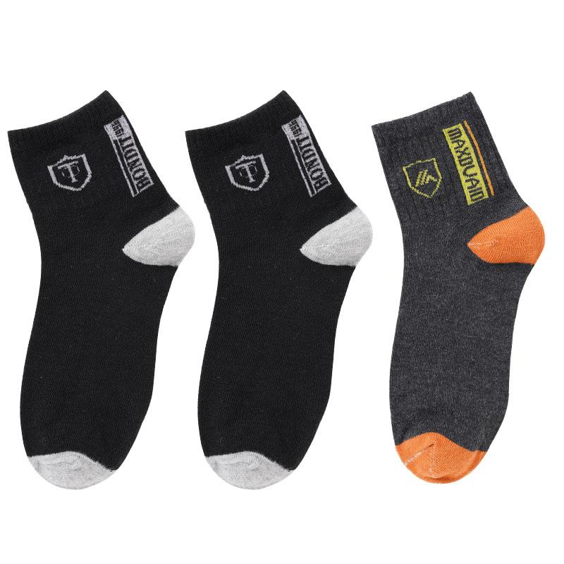 3 Par Herr Casual Mellanlånga Strumpor Tryckta Sköldmönstrade Strumpor Sport Svettabsorberande Bekväma Strumpor
