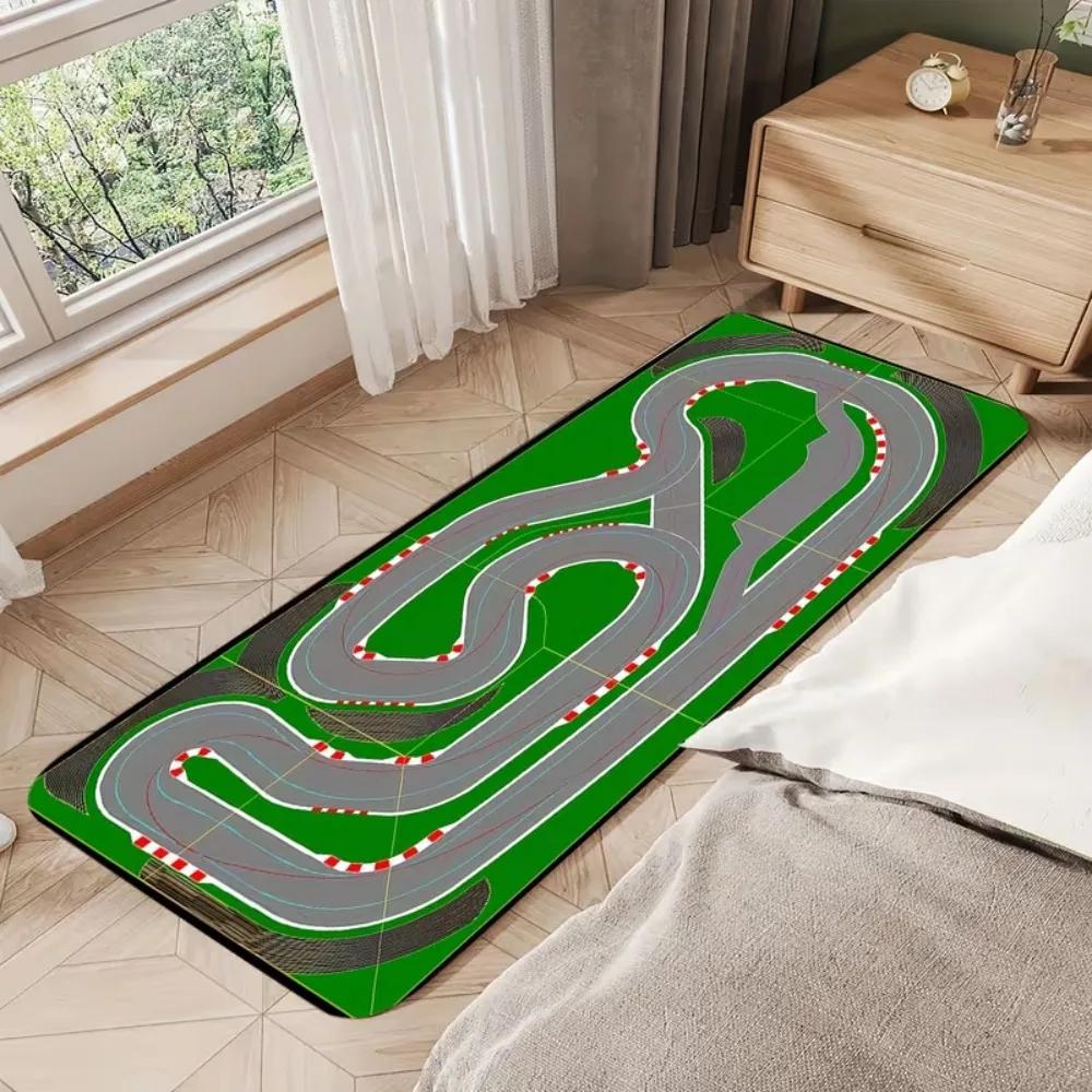 Modern Racing Track Mat - Machine Washable Entry Mat,Perfect Rugs for Living Room, Bedroom, Study, or Entryway Decor