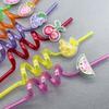 8PCS Cartoon Fruit Reusable Spiral Straw