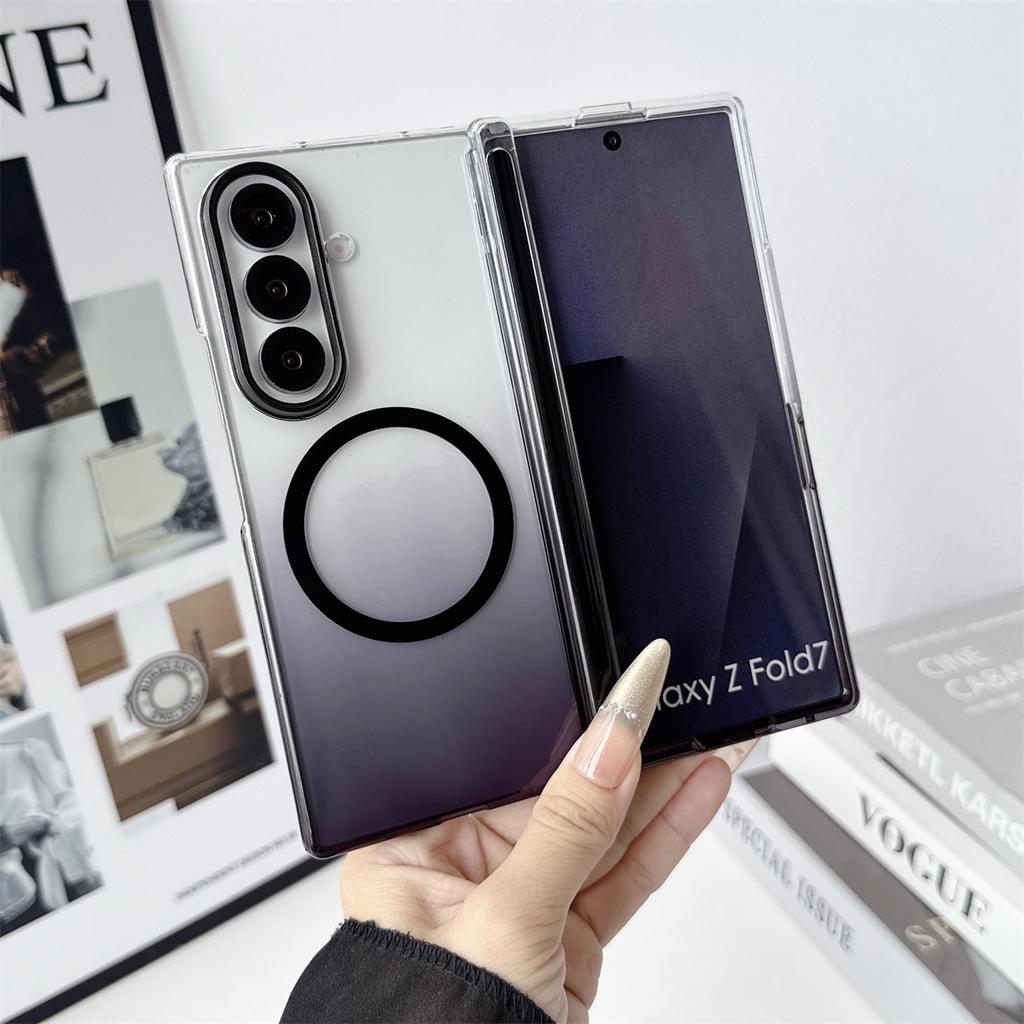 For Samsung Galaxy Z Fold 5 6 7 8 Fold8 WIDE for Magsafe Phone Case Clear Hinge Shockproof Magnetic Wireless Charging Cover