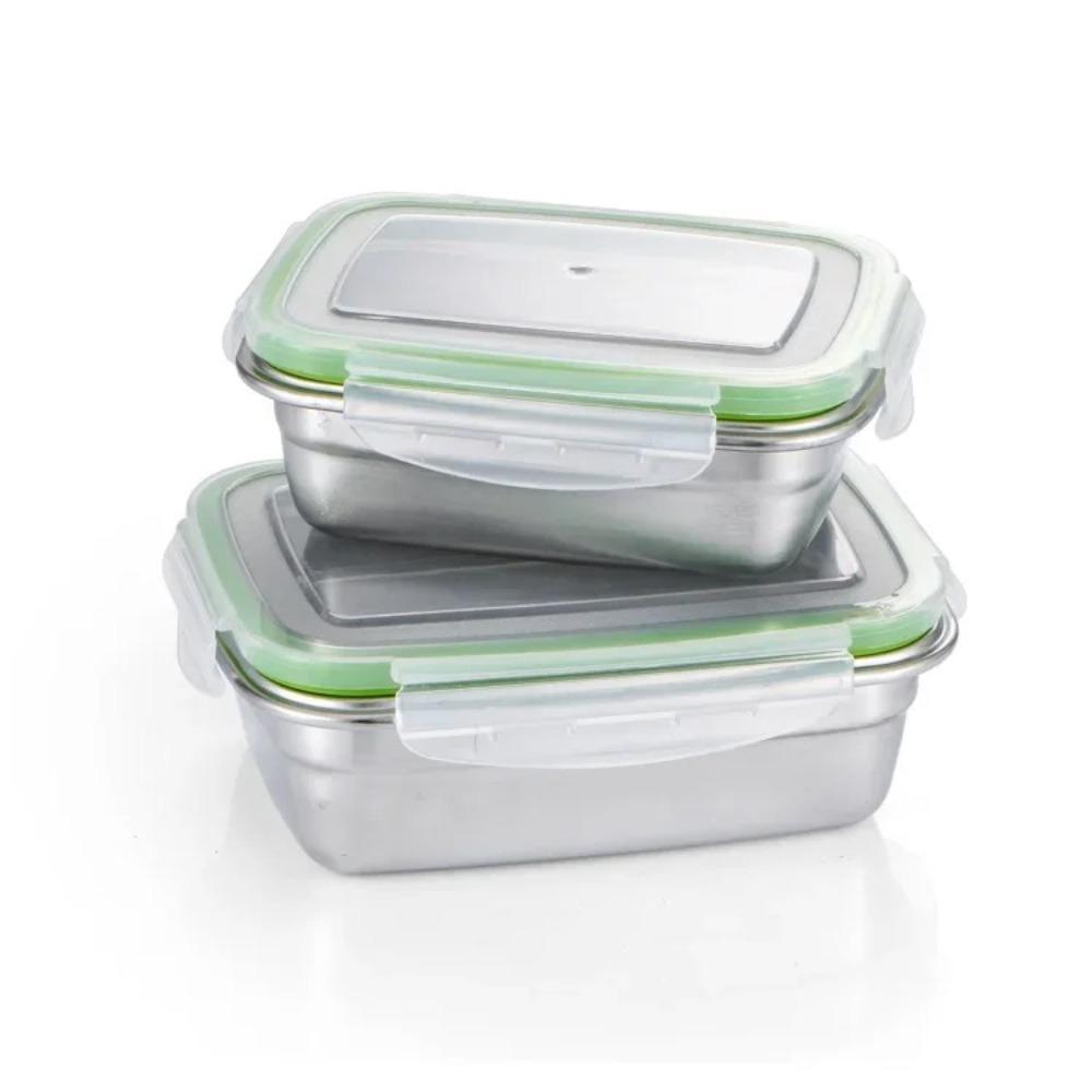 Stainless Steel Fresh-keeping Box Sealed Bento Box Refrigerator Freezer Storage Box  Camp Supplies
