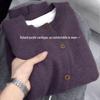 Elegant Women's Purple Knit Cardigan with Soft, Fluffy Fabric and Wooden Buttons