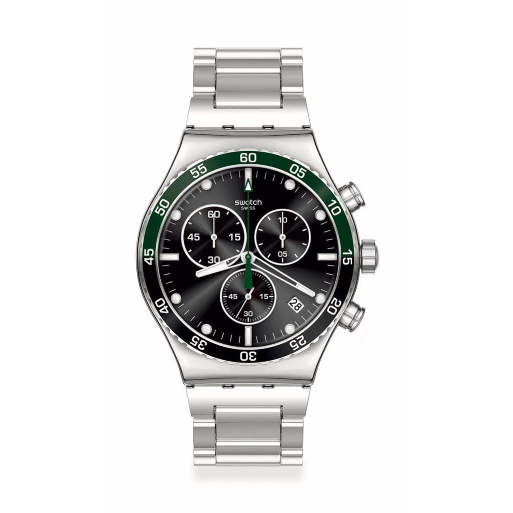 Swatch NEW IRONY CHRONO YVS506G Dark Gray Watch, Green,