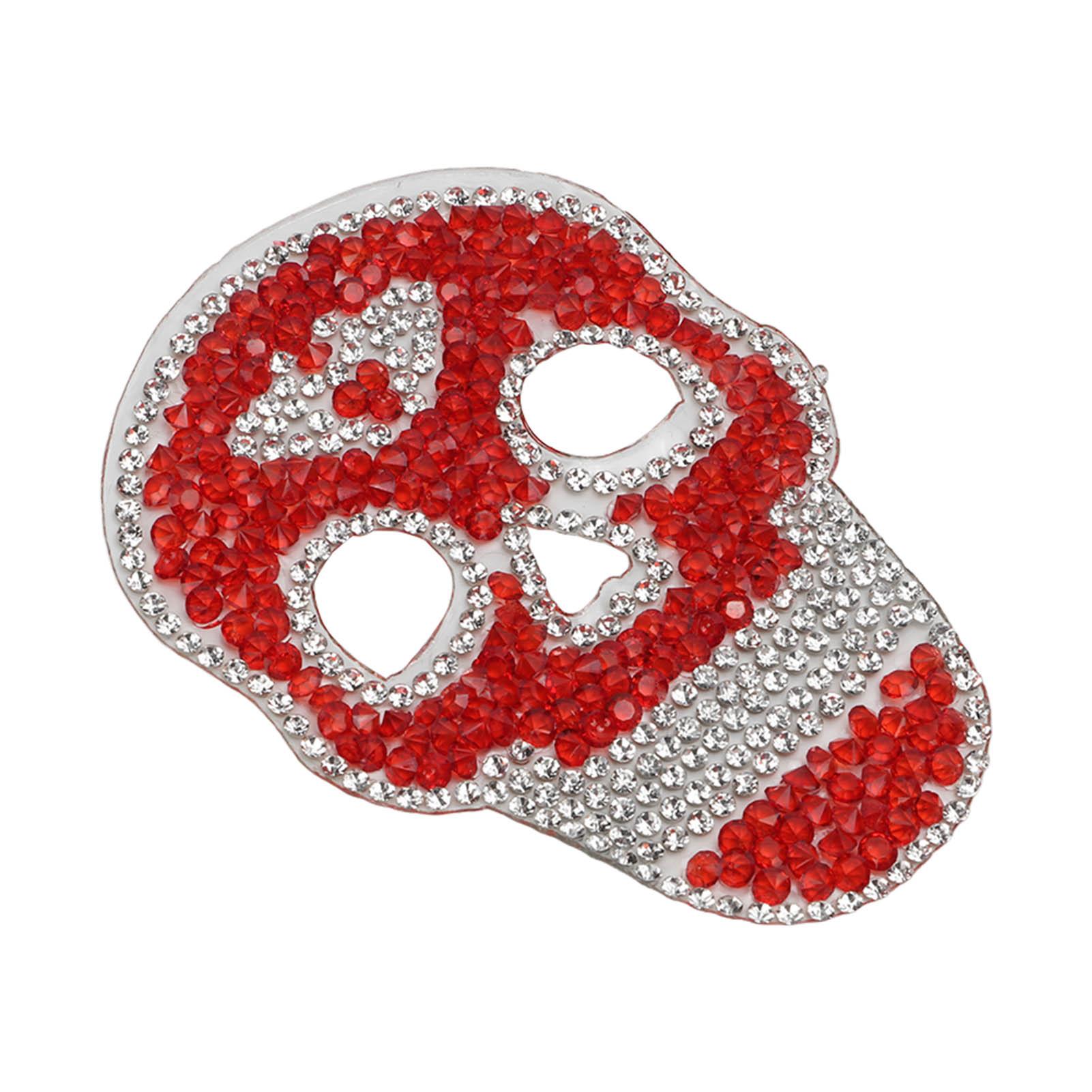 

Iron Patches Red Skull Pattern DIY Making Rhinestone Decorative Practical Patches Sewing for Hats Bags