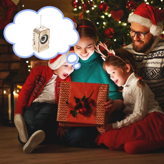 FM Radio STEM Science Kit Kids Wooden 3D Puzzle Electronic Radio Set DIY Educational Science Experiment Projects Crafts Building Toy