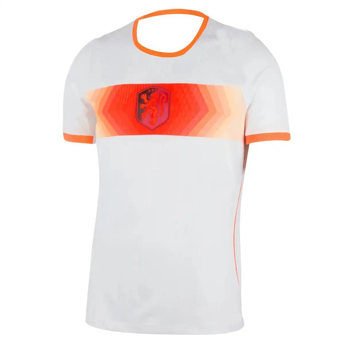 Breathable and Quick-Drying Jersey Nederland Wit Oranje Rood Grafische Print 2026 Uit Authentiek Spelersversie Voetbalshirt Ademend Sneldrogend Shirts voor Mannen S