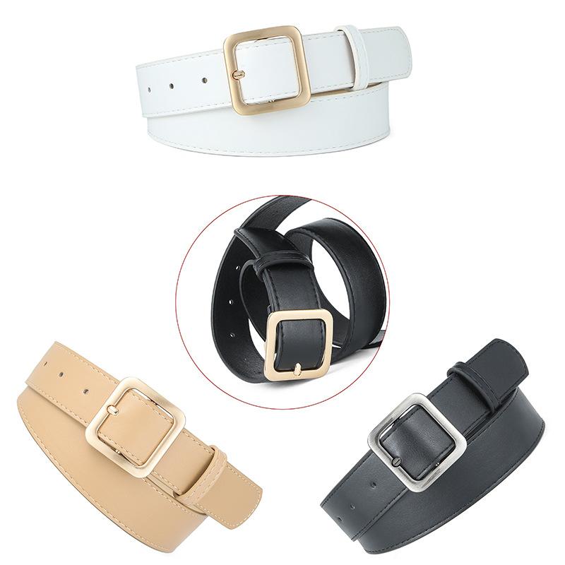 Square Pin Buckle Retro Belt 3.3 Wide Belt Cic Jeans Belt Student Pu Belt
