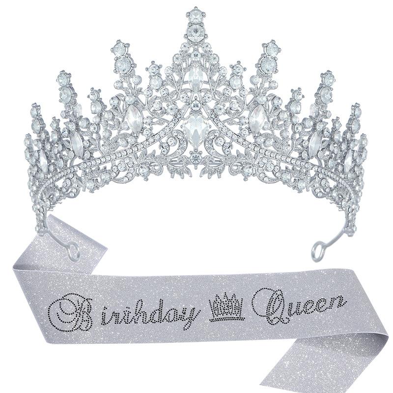 New Birthday Party Queen Crystal Crown Shoulder Strap Birthday Queen Glitter Pink Diamond Shoulder Strap Set 2026
