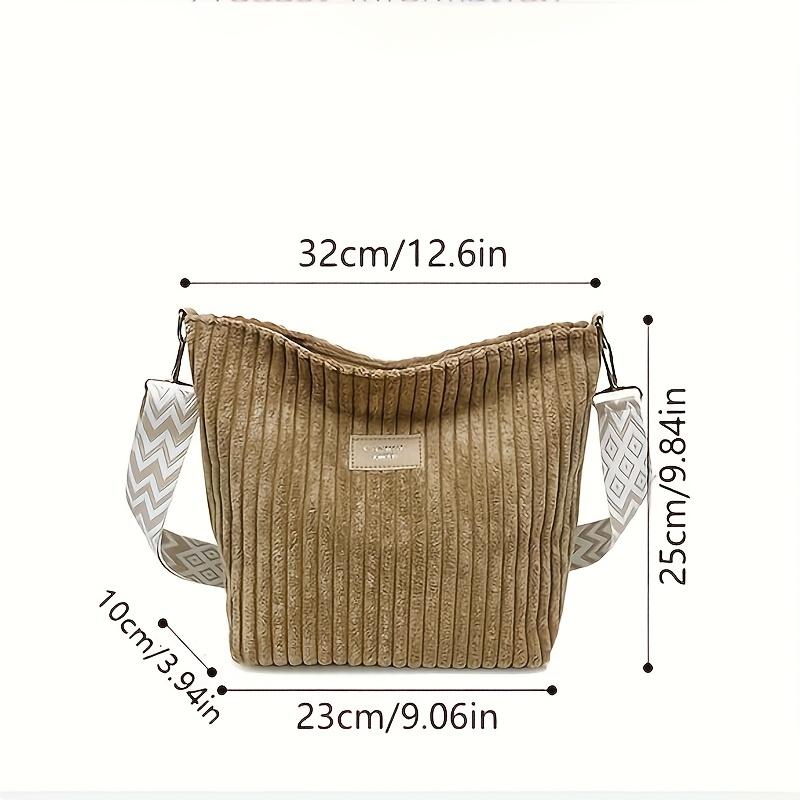 New Large Capacity Women's Shoulder Bag Solid Color Shoulder Bag Versatile Tote Commuter Bag Corduroy Bag for Women