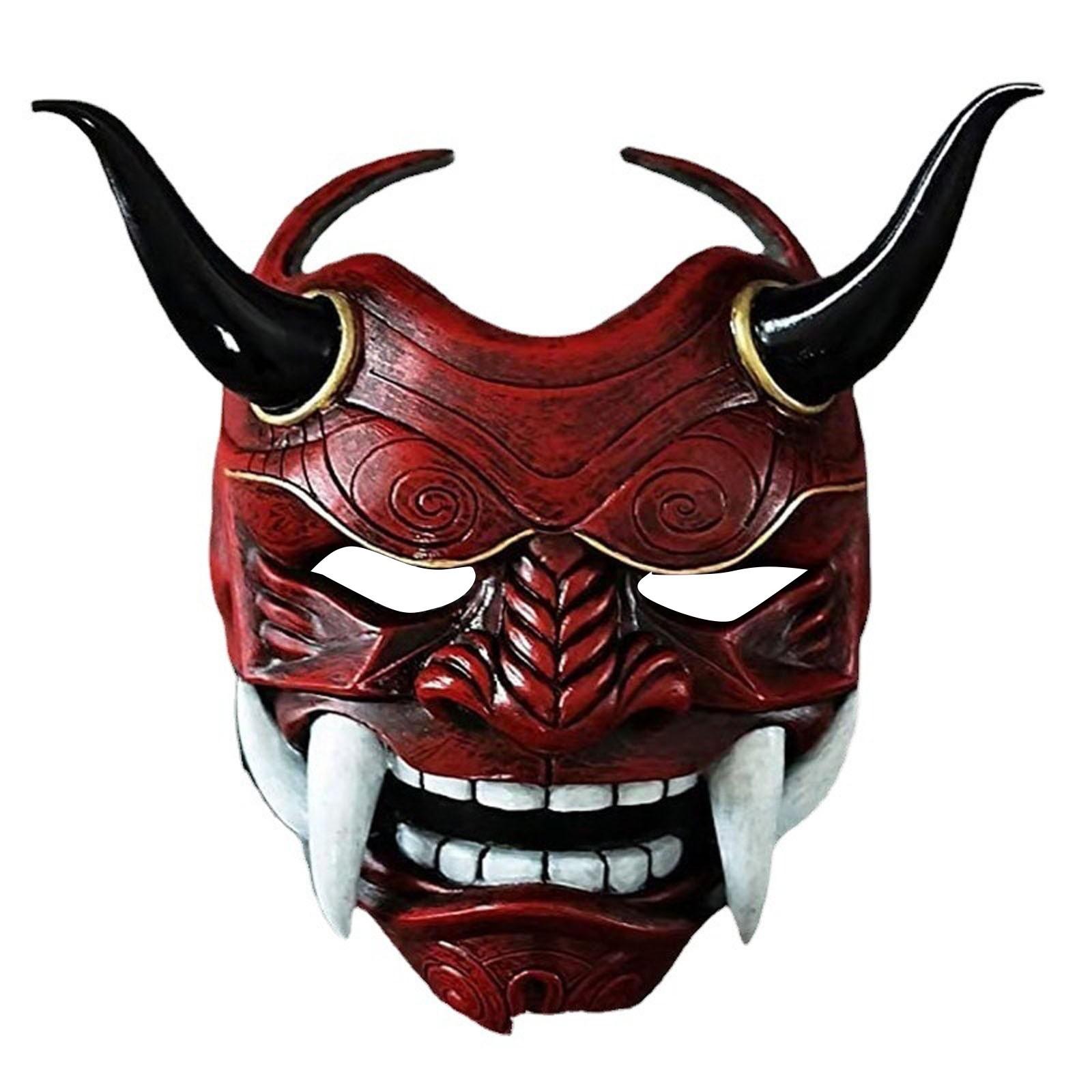 

Японская маска Hannya Oni, полнолицевая латексная маска Evil De-mon Mon-ster для мужчин One Size красный
