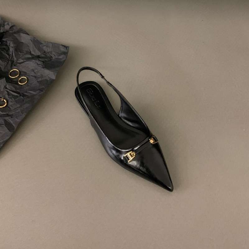 Evening Wind Rhinestone Bow Pointed Black Flat Shoes French Bag Head Sandals 2025 Spring New Women's Shoes Slippers