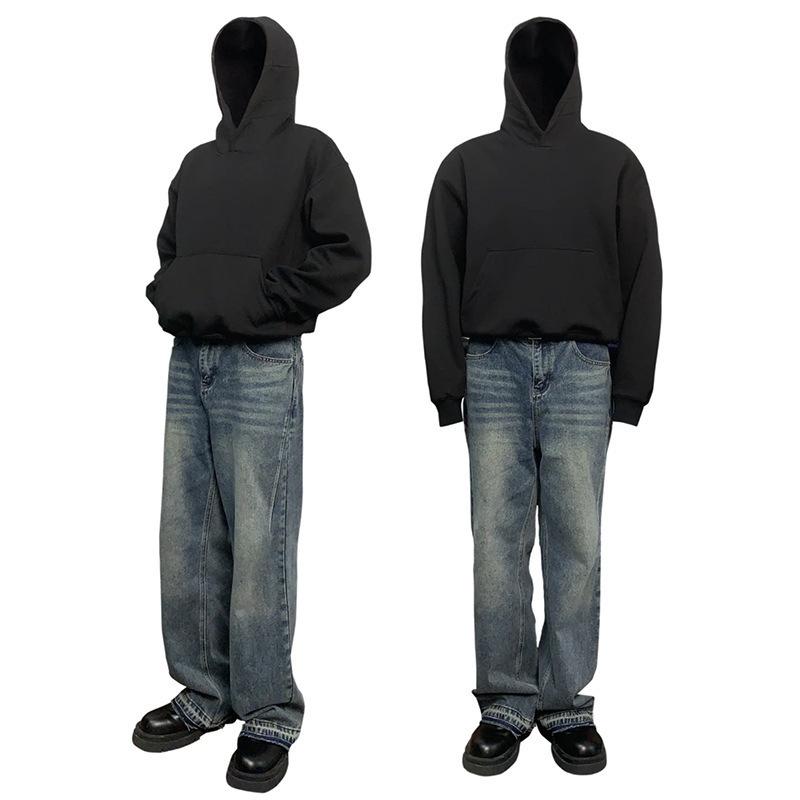 Unisex Heavyweight Streetwear Hoodie – Solid Color, Loose Fit, Long Sleeve Pullover for Autumn/Winter XL