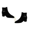 Short boots women's new spring and autumn single boots thick heel middle heel matte versatile women's boots winter velvet short women's shoes