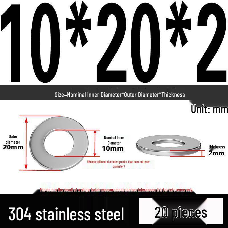 Thickened 304 Stainless Steel Flat Washer Spacer (M2-M36)