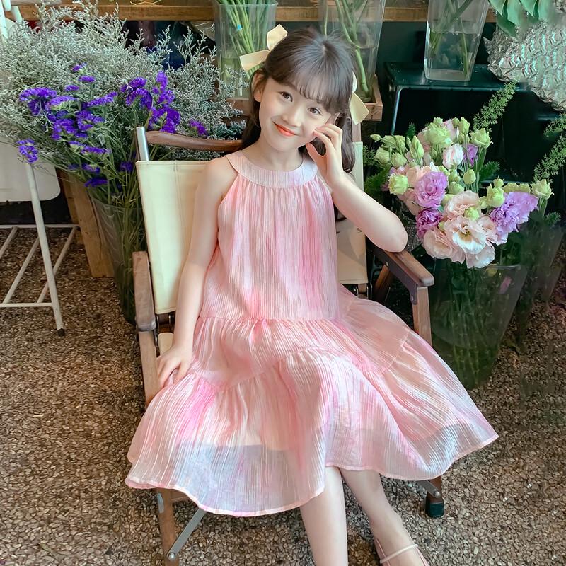 Magic Childhood Girls  2026 Summer Floral Chiffon Princess Dress 140
