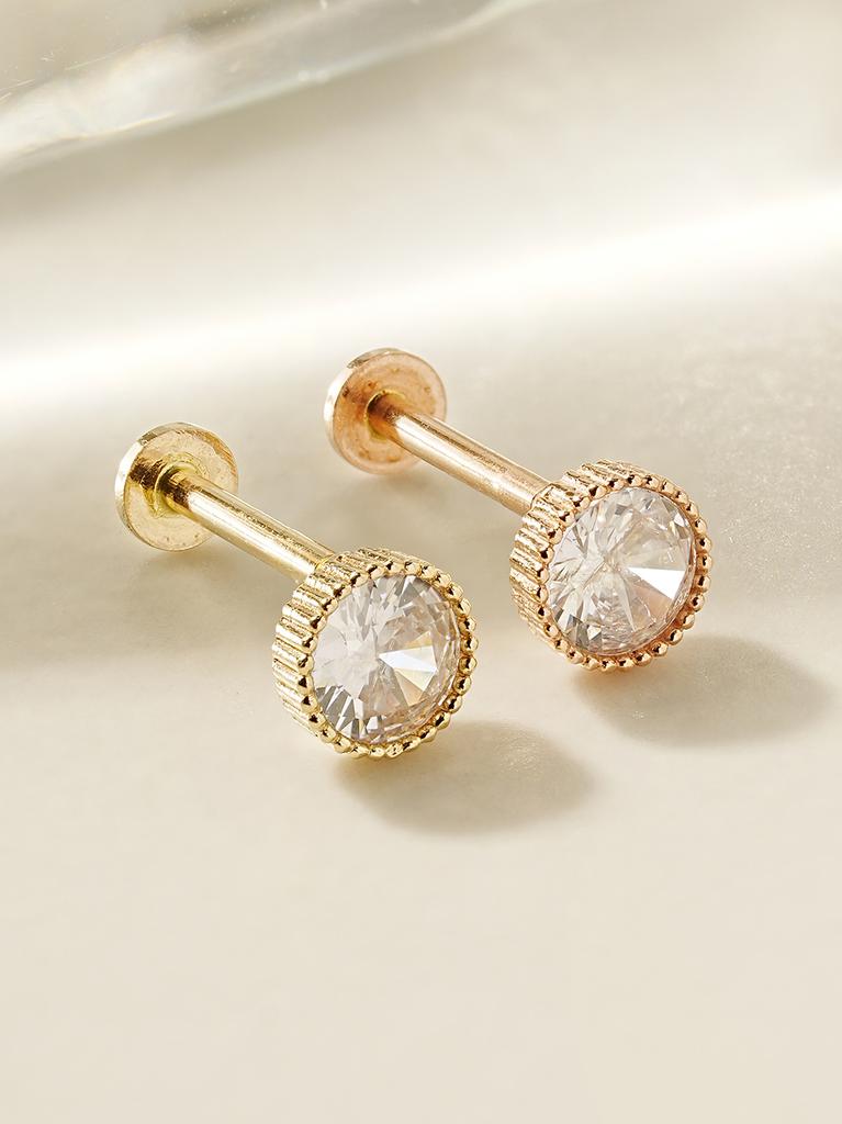 Minimalpiercing 14K Internal Simple Round Labret Piercing