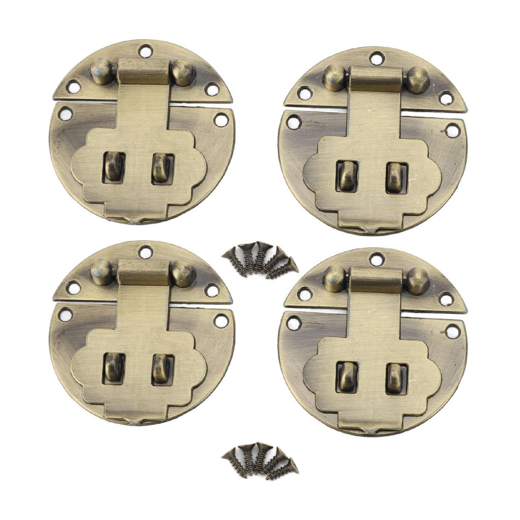 Vintage Hasp Latch Set Double Hole Circular Lock Latch for Wooden Case Jewelry Box Handicrafts