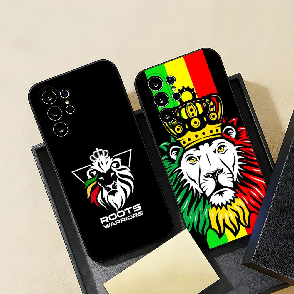 Rastafari Lion Logo Phone Case For Samsung S26 S25 S24 FE S23 S22 S21 Plus S20 Ultra Note20Ultra Black Soft Shell
