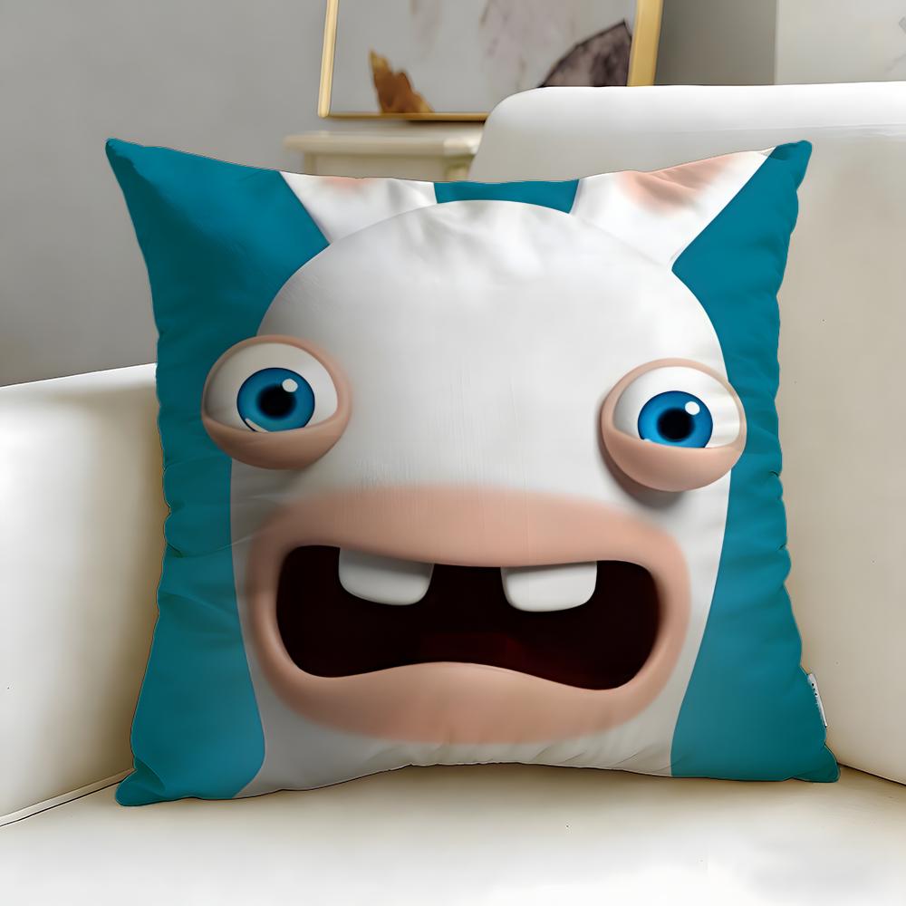popular game Rabbids Cushion Cover Soft & Easy-Wash Pillow Case – Versatile for Couch, Bed, Travel and Office
