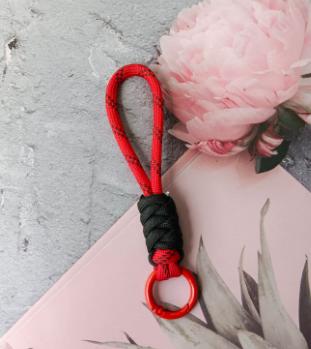 

Color-blocked knotted lanyard short braid One Size