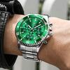 Iqiyi Men Analog Quartz Waterproof Watch Green Dial Chronograph 2870g Blv