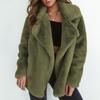 Sexy Plush Lapel Fitted Jacket Winter Women Faux Fur Cardigan Coats Double-Faced Fleece Casual Solid Color Outwear Female Plush Thick Jacket