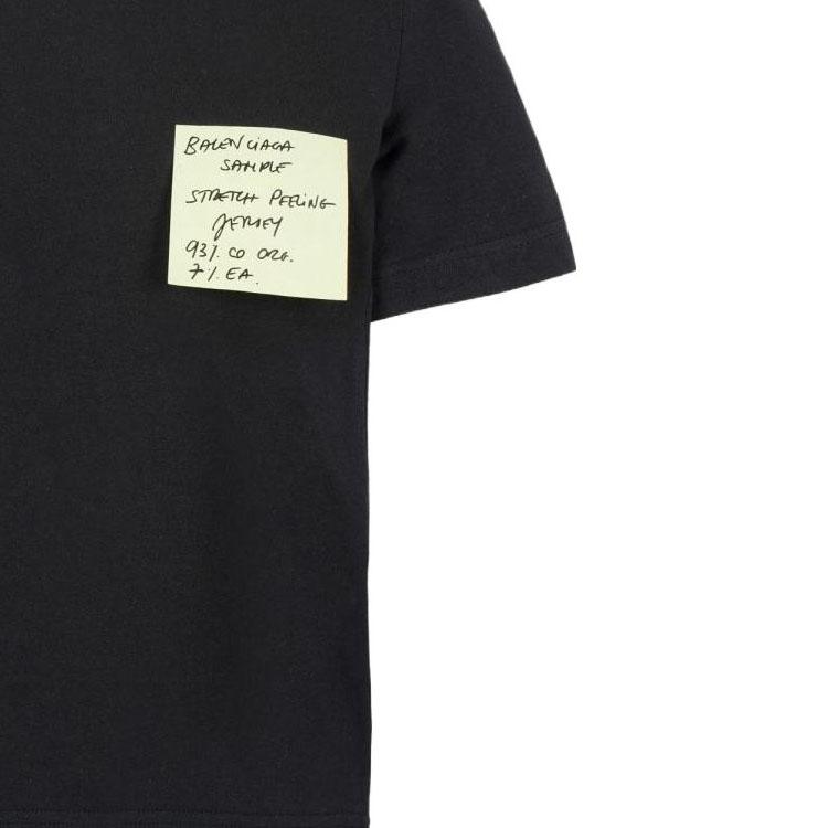 Balenciaga SS23 Label Crew Neck Straight Fit Casual Short Sleeved T Shirt Women's Black 745019TOVD51055