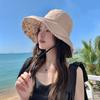 Flower bucket hat women's spring and summer sunscreen sunshade UV protection casual big eaves cover face big head circumference double basin hat