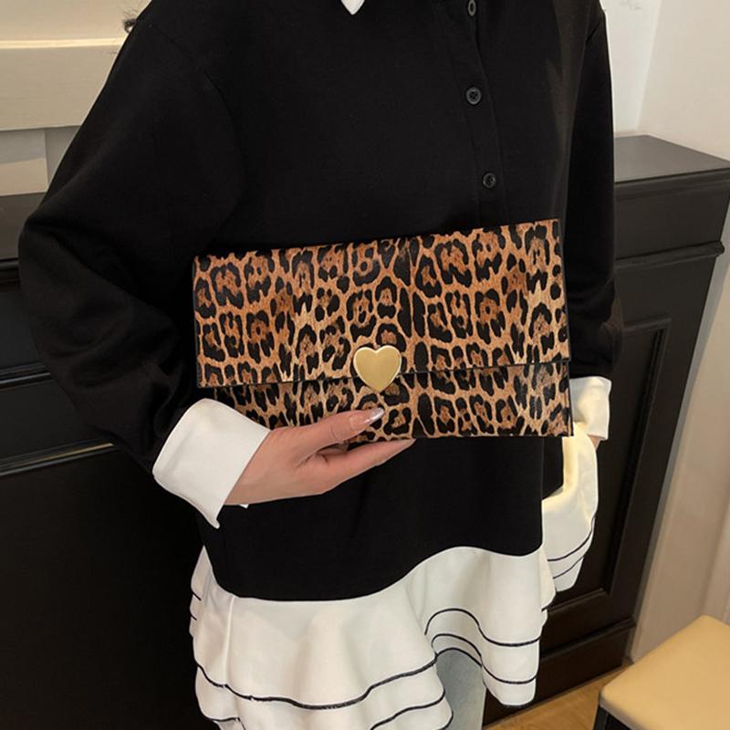Large Capacity Wallet For Women Luxury Designer PU Purse Fashion Clutch Bag Coin Wallet Closure Leopard Print Handbag CLE