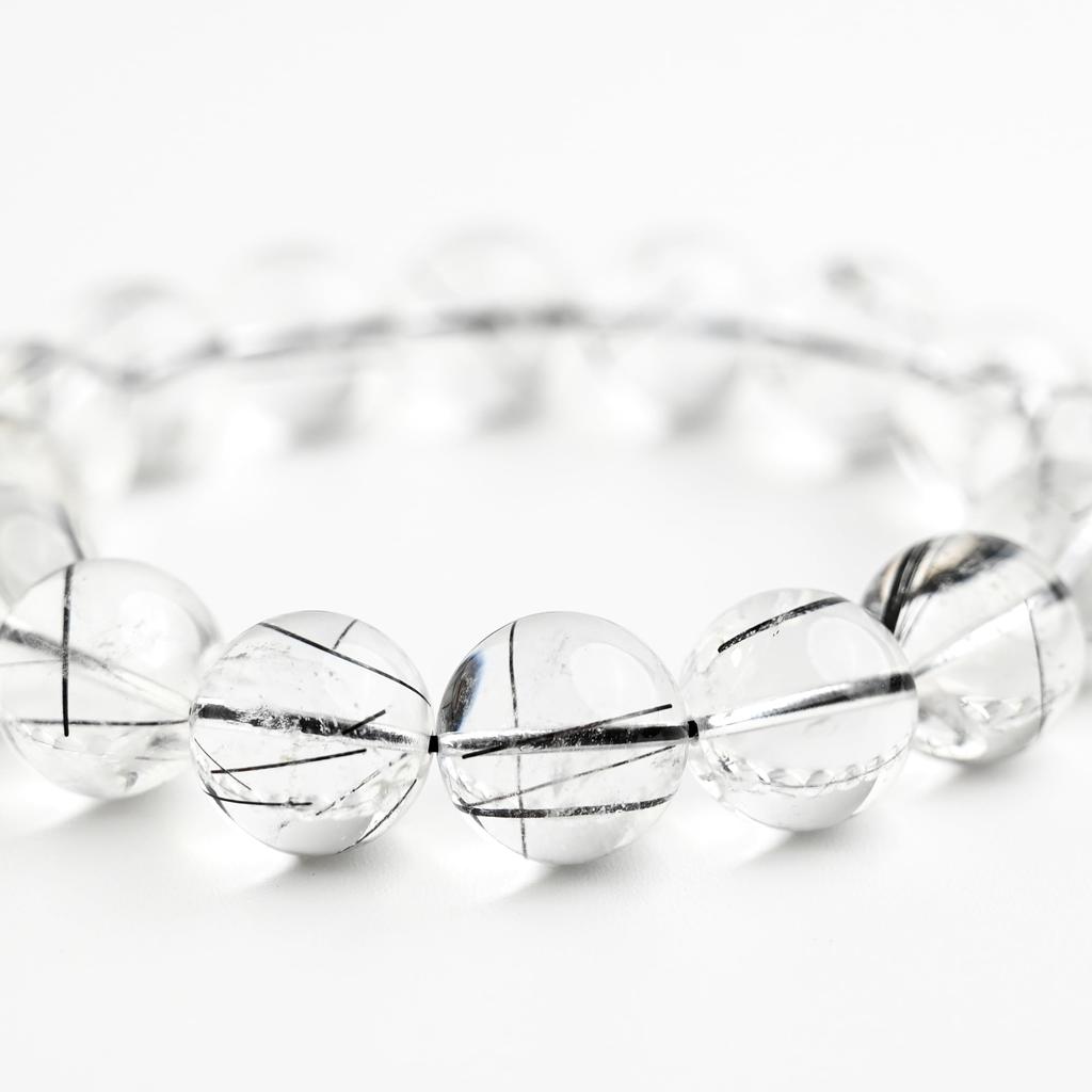 Black Rutilated Quartz Bracelet Tourmaline In 10mm 15cm Wrist Limited Natural Power Prayer Good Luck Feng Shui [Eigado] (Black Quartz) Stone, Size,