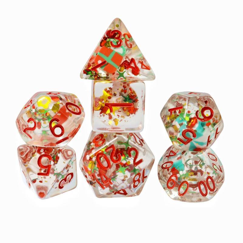 7Pcs Polyhedral Acrylic Dice Set Adorable Duck Print D4 D6 D8 D10 D12 D20 for Tabletop Role Playing Games