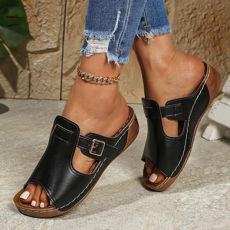 Fashion 2025 Lightweight Platform Sandals Woman Plus Size Peep Toe Wedge Slippers Women Summer Buckle Strap Non Slip Casual Sandles 43