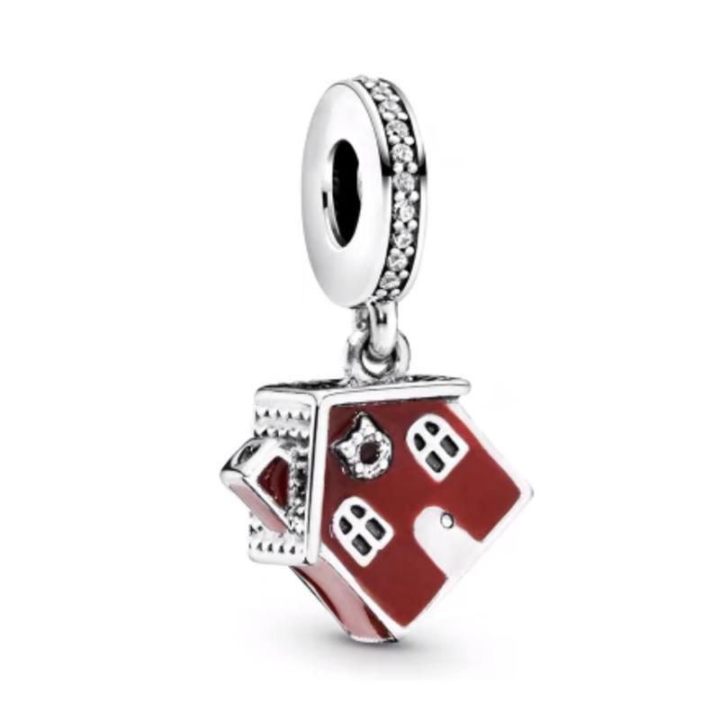 NEW Sparkling Red Series Charm Bead Clip Fit Original Silver Bracelet DIY Jewelry Christmas Gift Reindeer Motorcycle Dangle