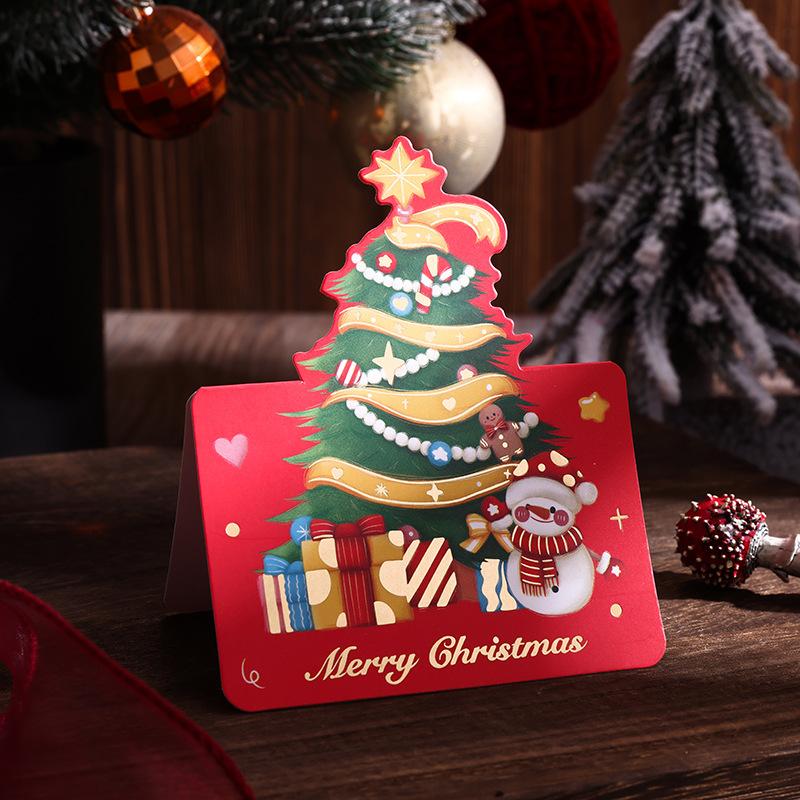 10pcs Merry Christmas Greeting Cards with Santa Claus And Snowman Custom Blank Cards for  Party Invitation New Year Gifts