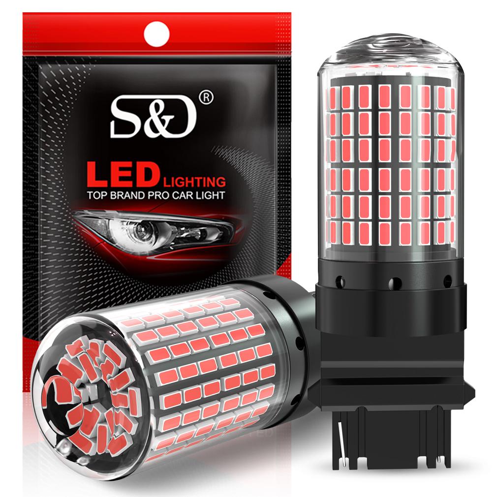 2pcs High Power Car LED Bulbs 1156 BA15S P21W BAU15S PY21W 1157 P21/5W T20 7440 W21W Canbus 144SMD Turn Signal Lamp Brake Reverse Tail Light 12V