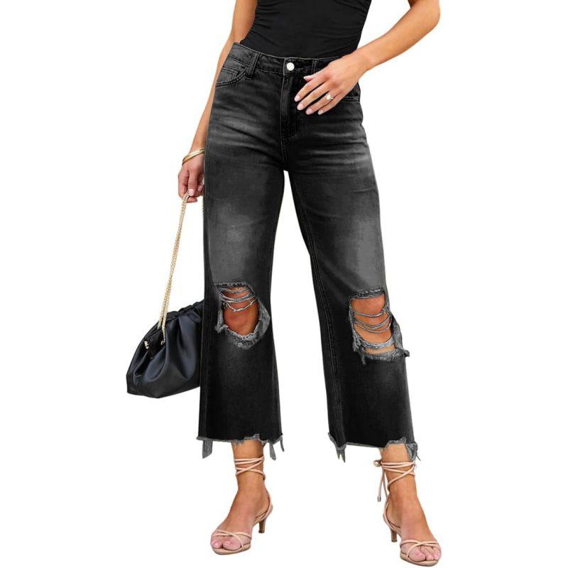 Europa und die Vereinigten Staaten Frauen gebrochen Jeans Frauen gerade lose Jeans