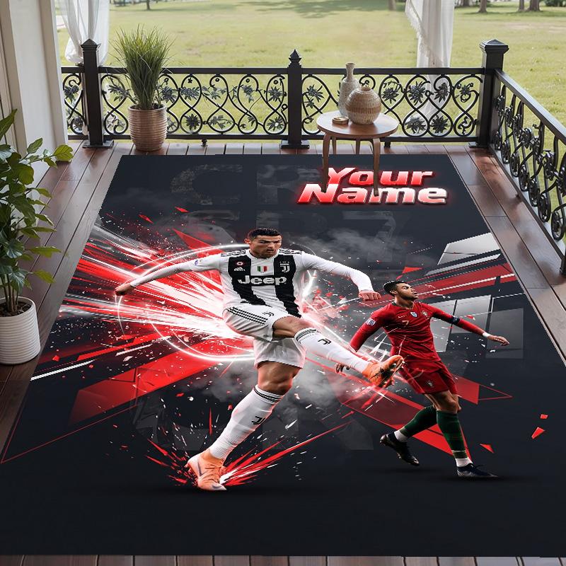 Custom Text Printed Rug Cristiano Ronaldo Non Slip Floor Carpet For Home Room Decor