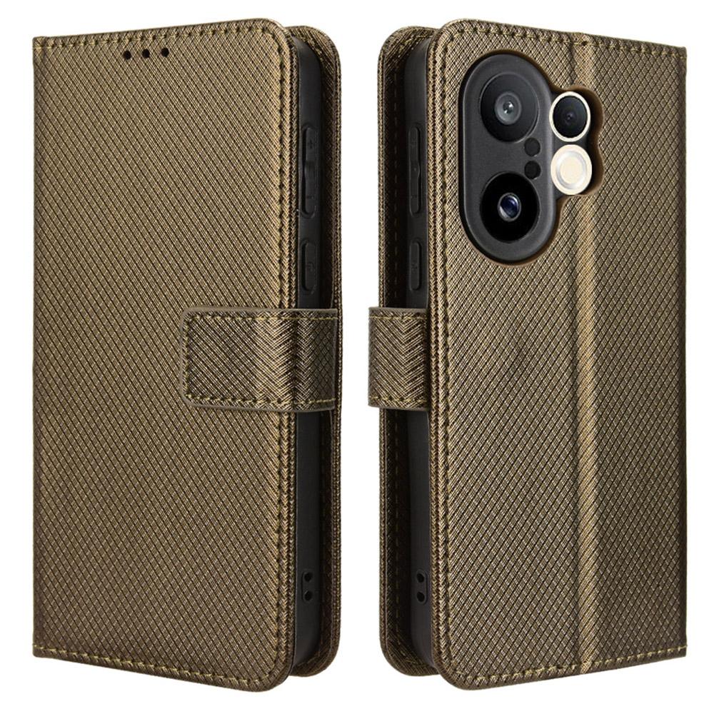 For Vivo X200 FE 5G/S30 Pro Mini 5G Leather Wallet Case with Strap Diamond Texture Phone Cover