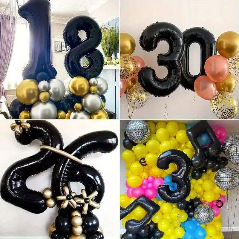 32-inch Black Aluminum Foil Balloons for Birthday Party Decorations
