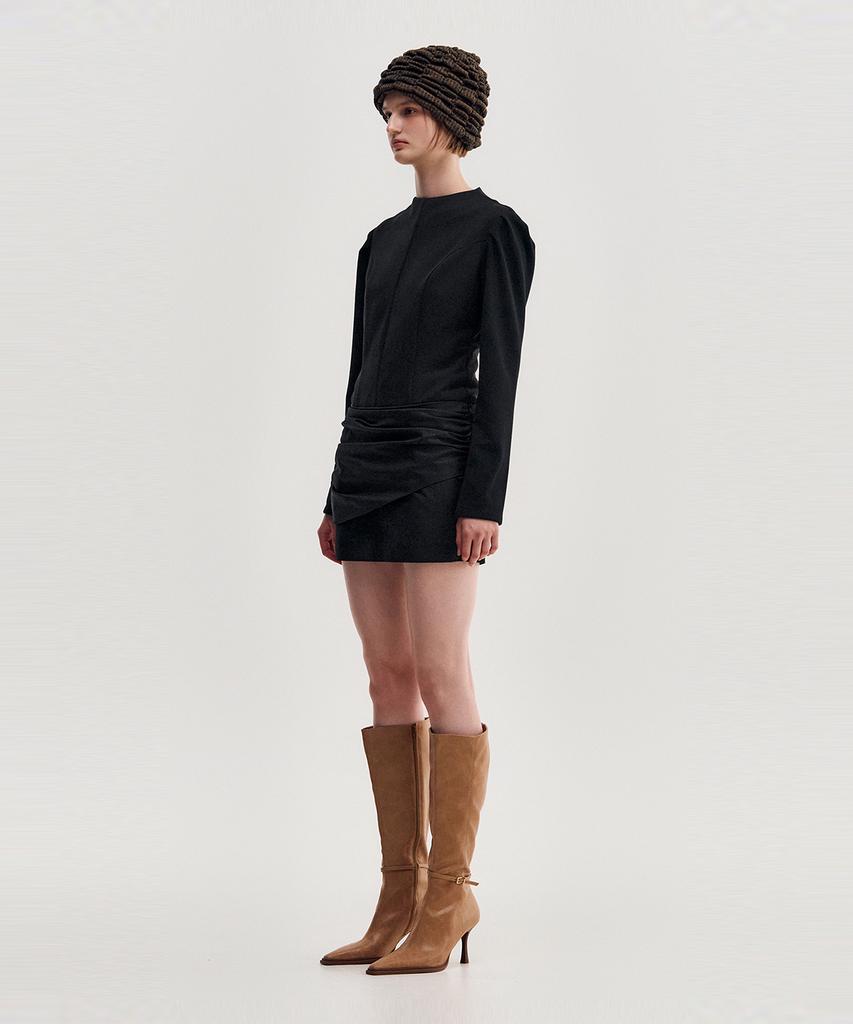 Kimjisu Drape Layered Mini Dress _ Black