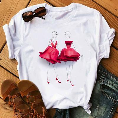 Mode Blumen Rote Rose Rock Print T-Shirt Damen T-Shirt Femme Harajuku Kurzärmeliges Shirt Sommer Tops T-Shirt
