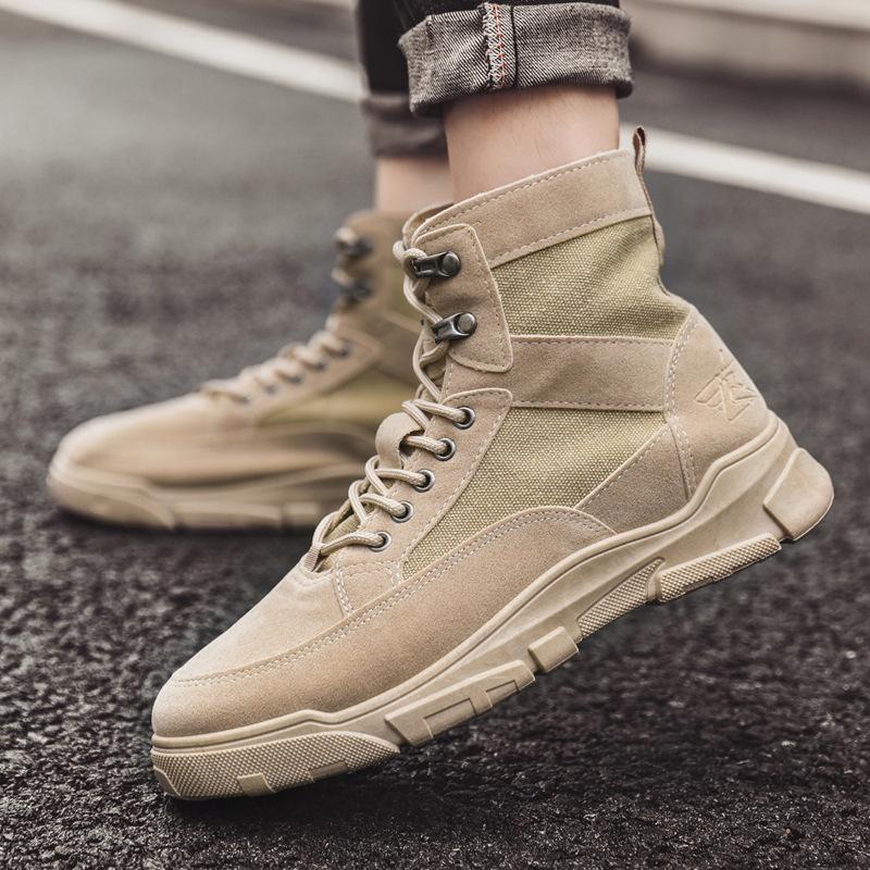 Spring and Summer New Mountaineering Outdoor Men's Shoes Lace-up High-top Tooling Shoes Platform-soled Versatile Men's Casual Shoes Trendy Shoes