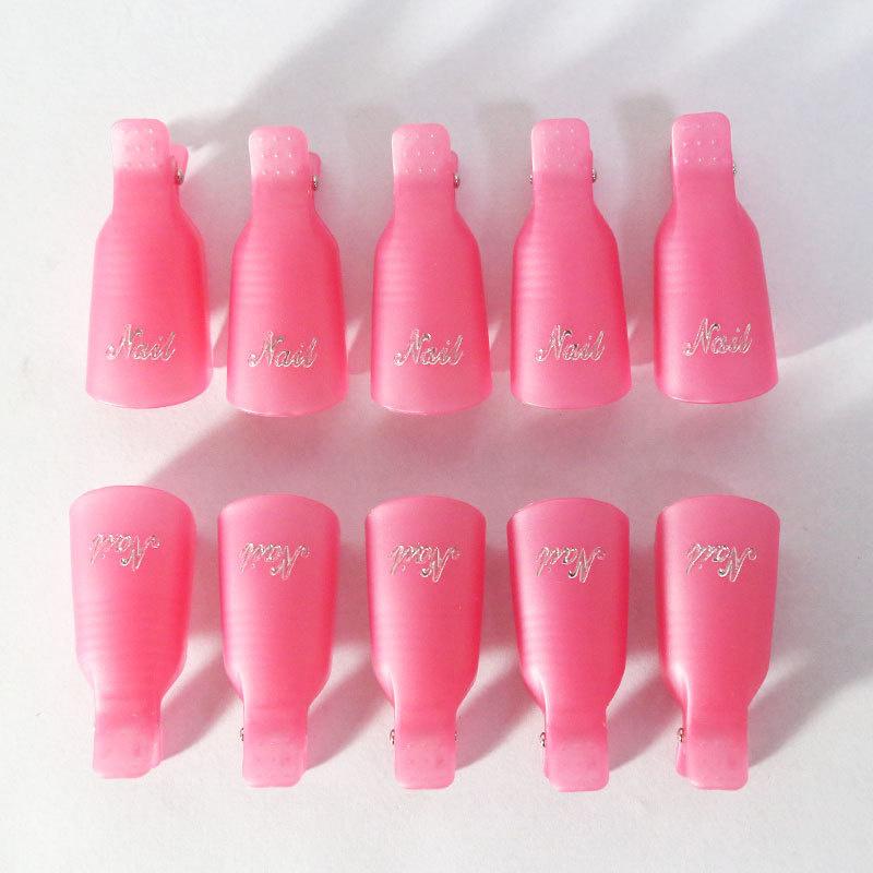 

10 шт./пакет, зажим для снятия акрила с ногтей, для удаления УФ-светодиодного гель-лака, фиолетовые, розовые, маникюрные инструменты, принадлежности для профессионалов розовый