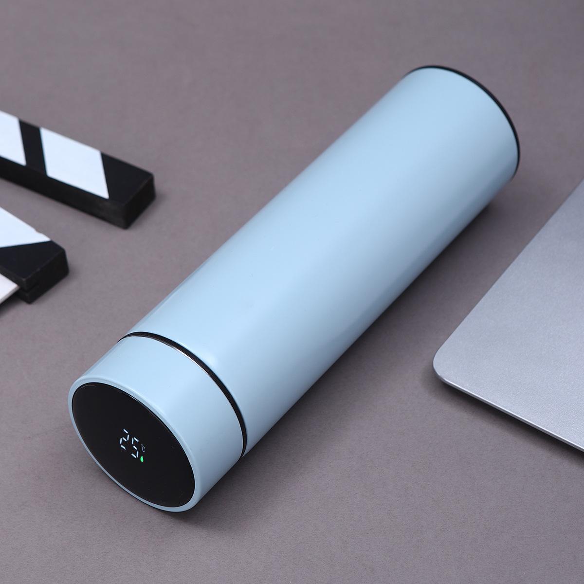 

500ML Temperature Display Thermos Cup Stainless Steel Divided Thermos Bottle Outdoor Vacuum Insulated Cup Father s Day Gift 500ml синий