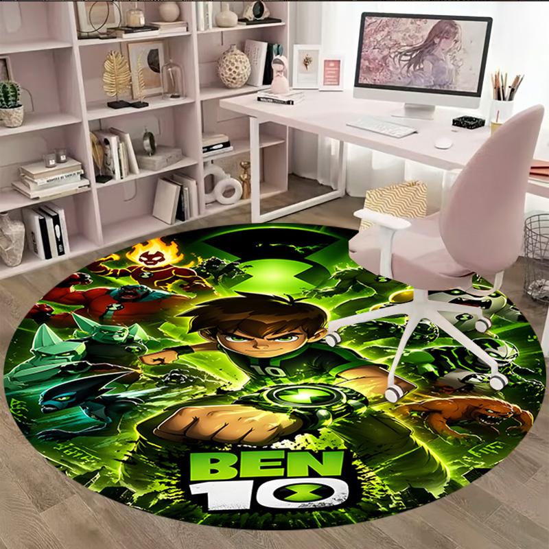 1pc Ben10 Print Round Carpet Chair Round Carpet Suitable for Bedroom Living Room Home Decorative Carpet