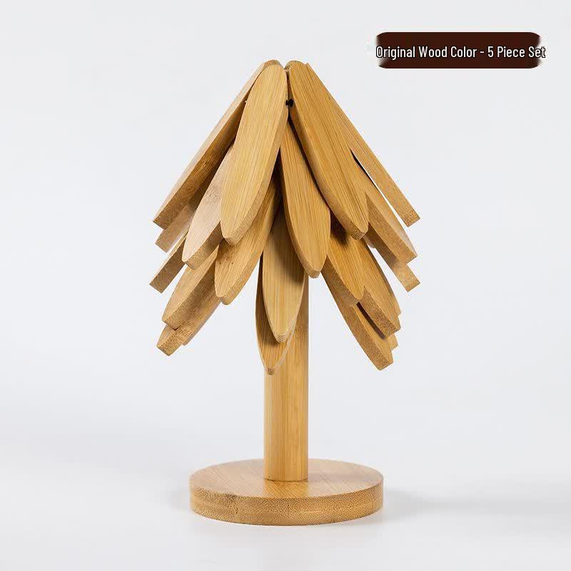 Bamboo Christmas Tree Trivet & Coaster Set