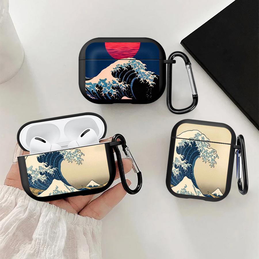 Cartoon Ocean Tsunami Case For Airpods 1 2 Pro2 4 Pro3 Pro 3 Earphone Cases Cover