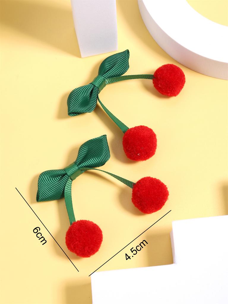 Hair Clips New Red Cherry Hair Bow for Girls Children Party Vaction Hairpins Korean Style Barrettes Girls Sweet Hair Accessories